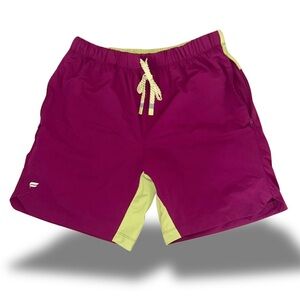 Fabletics Men's One Short, Training, Swimming, Maroon/Purple/Green, Quick-Dry